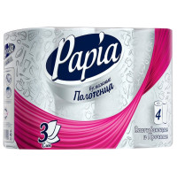 Бумажные полотенца Papia (Папия), цвет белый, 3-х слойные, 4 рулона