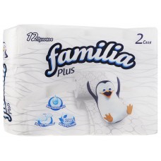 Туалетная бумага Familia (Фамилия) Plus, цвет белый, 2-х слойная, 12 рулонов