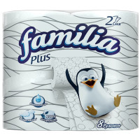 Туалетная бумага Familia (Фамилия) Plus, цвет белый, 2-х слойная, 8 рулонов