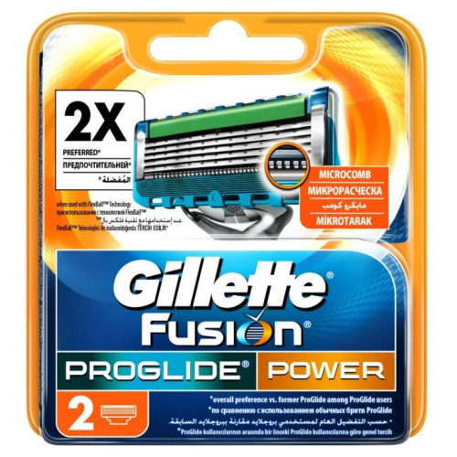 Кассеты для бритья Gillette (Джилет) Fusion ProGlide Power (2 шт)