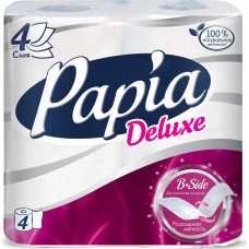 Туалетная бумага Papia (Папия) Deluxe, 4-слойная, 4 рулона