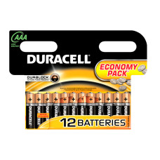 Батарейки алкалиновые Duracell (Дюраселл) Basic AAА, 1,5V LR03 MN2400, 12 шт