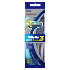 Одноразовые станки для бритья Gillette (Жиллет) Blue Simple3, 4 шт