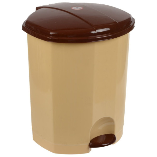 Ведро для мусора с педалью пластмассовое внутр/ведро (бежево-коричневый) 27х26х32 см 11 л