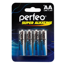 Батарейки щелочные Perfeo (Перфео) Super Alkaline, AA, LR6 (4 шт)