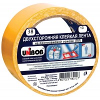 Клейкая лента (скотч) Unibob (Юнибоб) 2-сторонняя, основа полипропилен, упаковка с европодвесом, 38 мм х 10 м