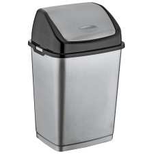 Ведро для мусора с плавающей крышкой пластмассовое Фантазия, 36х29х56 см, 35 л (черно-серебряный)