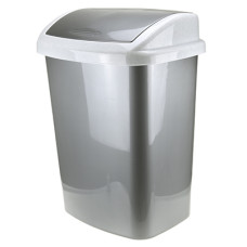 Ведро для мусора с плавающей крышкой пластмассовое 25л, 34,5х21х47см, цвет стальной