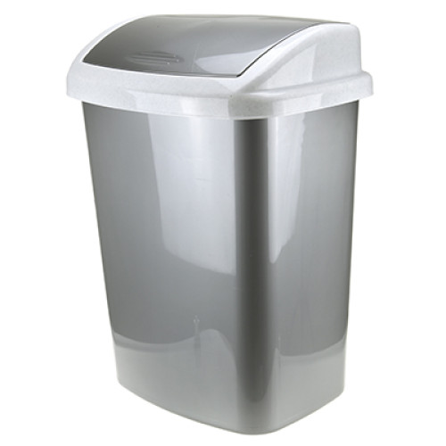 Ведро для мусора с плавающей крышкой пластмассовое 25л, 34,5х21х47см, цвет стальной купить оптом, цена, фото - интернет магазин ЛенХим