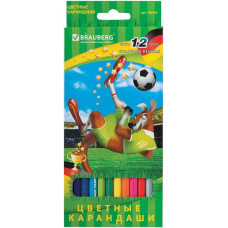 Карандаши цветные Brauberg (Брауберг) Football match, заточенные, картонная упаковка, 12 цветов