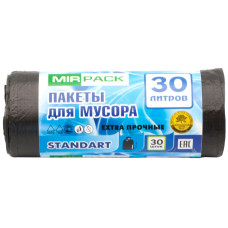 Мешки для мусора ПНД MirPack (МирПак) Standart, черные, 80х60 см, 30 л, 6 мкм, 30 шт