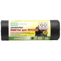 Мешки для мусора ПНД MirPack (МирПак) Extra, черные, 60 л, 12 мкм, 20 шт