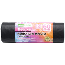 Мешки для мусора ПВД MirPack (МирПак) Deluxe, черные, 60 л, 35 мкм, 10 шт