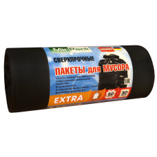 Мешки для мусора ПНД MirPack (МирПак) Extra, черные, 60 л, 12 мкм, 30 шт