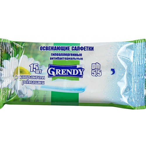 Влажные салфетки Grendy (Гренди) Ромашка, 15 шт