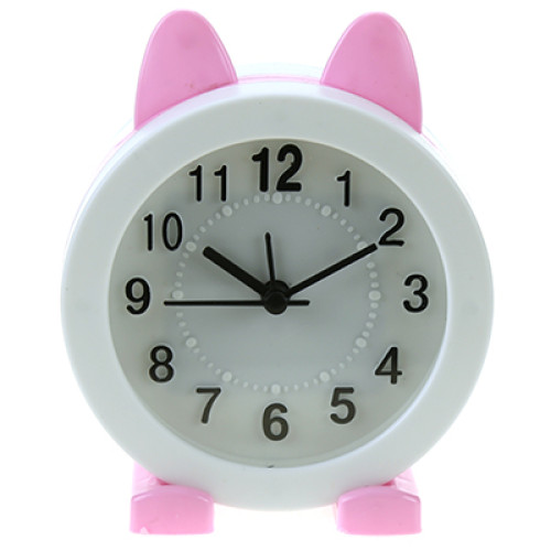 Часы-будильник Зайка (цвет белый с розовым) циферблат белый, 10,5х12,5х5 см купить оптом, цена, фото - интернет магазин ЛенХим
