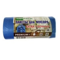 Мешки для мусора особопрочные ПВД MirPack (МирПак) Premium+, синие, 30 л, 20 мкм, 20 шт