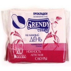 Прокладки гигиенические ежедневные Grendy (Гренди) Ultra «Нежность Лепестков Сакуры», 1 капля, 20 шт