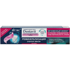 Гелевая зубная паста для чувствительных зубов Витэкс Dentavit Smart (Дентавит Смарт) Умный уход «Реминерализация зубная эмали», без фтора, 85 г
