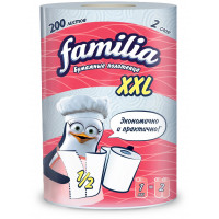Бумажные полотенца Familia (Фамилия) XXL, цвет белый, 2-х слойные, 2 рулона