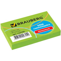 Блок самоклеящийся (стикер) Brauberg (Брауберг), неоновый, цвет зеленый, 76х76 мм, 90 листов