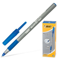 Ручка шариковая Bic (Бик) Round Stic Exact, корпус серый, резиновый упор, цвет синий, линия письма 0,3 мм