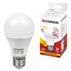 Лампа светодиодная Sonnen 12(100) Вт, цоколь E27, грушевидная, тепло-белый свет, LED A60-12W-2700, 30000 ч