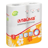Полотенца бумажные бытовые Лайма, спайка 2 шт, 2-слойные, 22х23 см, 2х18 м Полотенца бумажные бытовые Лайма, спайка 2 шт, 2-слойные, 22х23 см, 2х18 м