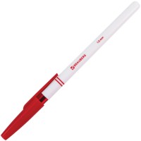 Ручка шариковая Brauberg (Брауберг) Офисная, цвет красный, корпус белый, узел 1 мм, линия письма 0,5 мм