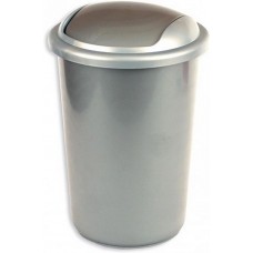 Ведро мусорное пластиковое с крышкой-вертушкой, цвет серый металлик, 12 л
