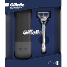 Подарочный набор Gillette (Джилет) Бритва Skinguard Sensitive с 1 сменной кассетой + Дорожный футляр