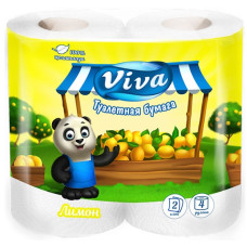 Туалетная бумага Viva (Вива) Лимон, 2-слойная, 4 рулона