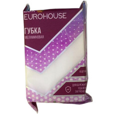 Губка Eurohouse Еврохаус Меламин, 6х4х3 см, 4 шт