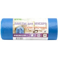 Мешки для мусора ПВД MirPack (МирПак) Premium+, синие, 60 л, 20 мкм, 20 шт