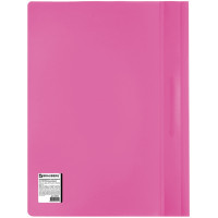 Скоросшиватель пластиковый Brauberg (Брауберг), розовый, А4, 130/180 мкм