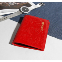 Обложка для паспорта Пионы, шик спилок, тисн.фольга, цвет алый, 9,5х0,5х13,8 см