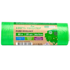 Мешки для мусора ПНД MirPack (МирПак) Pure Ecology Био, зеленые, 60х70 см, 60 л, 12 мкм, 20 шт