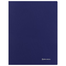 Папка с боковым металлическим прижимом и внутренним карманом Brauberg (Брауберг) Диагональ, темно-синяя, до 100 листов, 0,6 мм