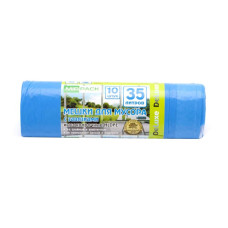 Мешки для мусора с завязками ПВД MirPack (МирПак) Deluxe, синие, 35 л, 30 мкм, 10 шт