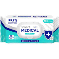 Салфетки влажные дезинфицирующие Smart Medical, 30% спирта, 50 шт