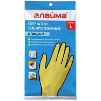 Перчатки хозяйственные латексные Лайма Стандарт, с х/б, размер L Перчатки хозяйственные латексные Лайма Стандарт, с х/б, размер L