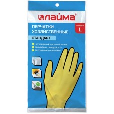 Перчатки хозяйственные латексные Лайма Стандарт, с х/б, размер L