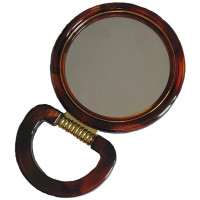 Зеркало настольное круглое с увеличением, 2-стороннее, коричневое, 9 см