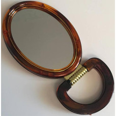 Зеркало овальное с увеличением, 2-стороннее, коричневое, 8х11 см
