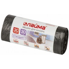 Мешки для мусора ПНД Лайма Стандарт, цвет черный, 50х60 см, 30 л, 8 мкм, 30 шт