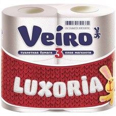 Туалетная бумага Veiro (Вейро) Luxoria, цвет белый, 3-х слойная, 4 шт