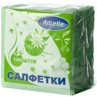 Салфетки бумажные Antella (Антелла), 1-слойные, цвет зелёный, 24х24 см, 100 шт