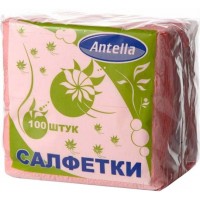 Салфетки бумажные Antella (Антелла), 1-слойные, цвет розовый, 24х24 см, 100 шт
