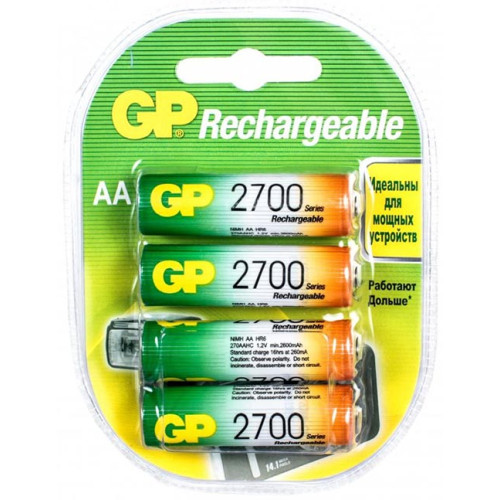 Набор аккумуляторов GP Rechrgeable, тип АА, 2700 mAh, 4 шт