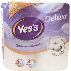 Туалетная бумага YES'S Deluxe, цвет белый, 3-слойная, 4 рулона, 18 м